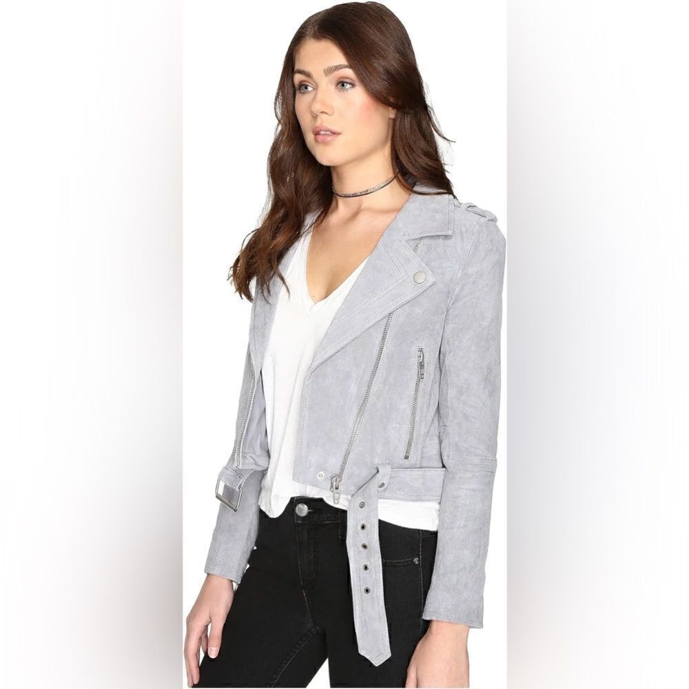 NWT BLANKNYC Suede Moto Jacket in grey - Picture 5 of 14